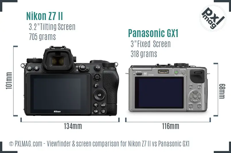 Nikon Z7 II vs Panasonic GX1 Screen and Viewfinder comparison