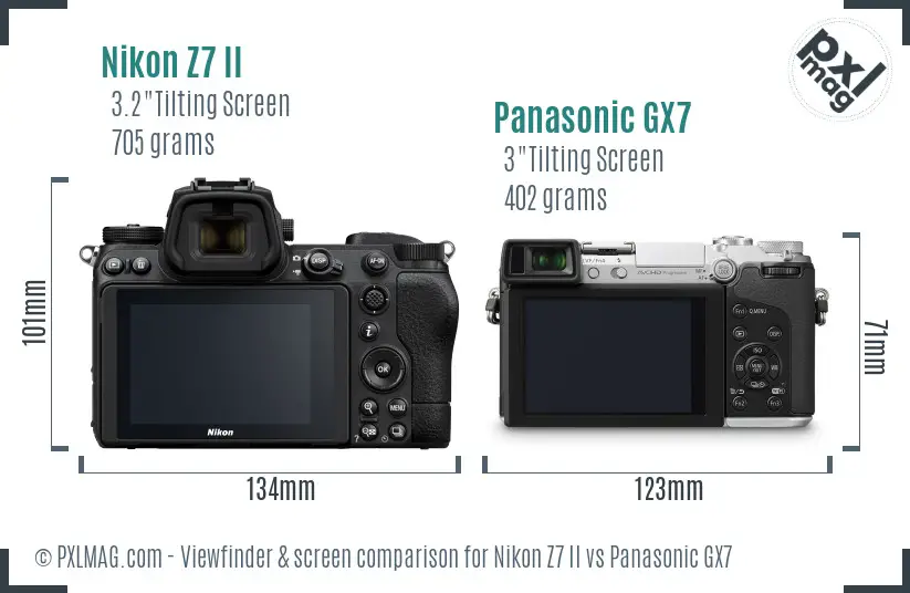 Nikon Z7 II vs Panasonic GX7 Screen and Viewfinder comparison