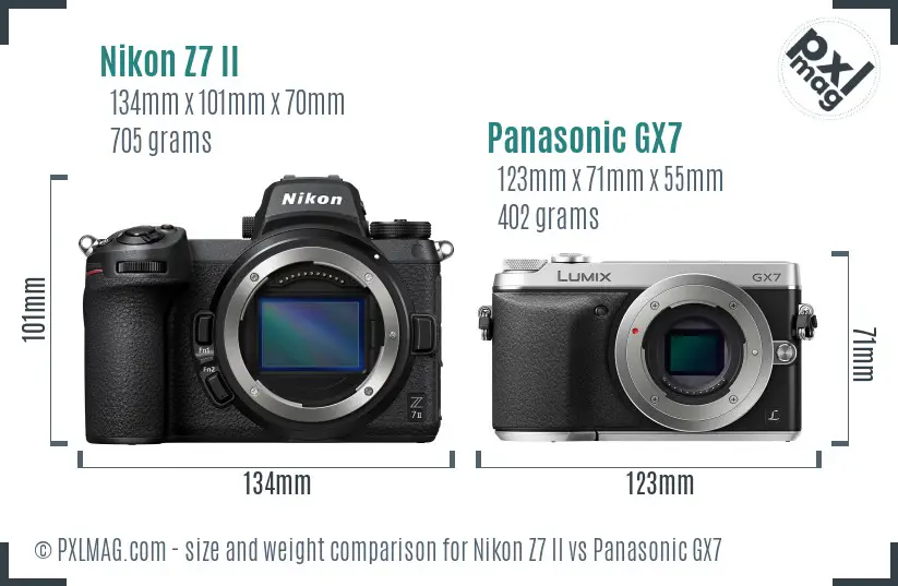 Nikon Z7 II vs Panasonic GX7 size comparison