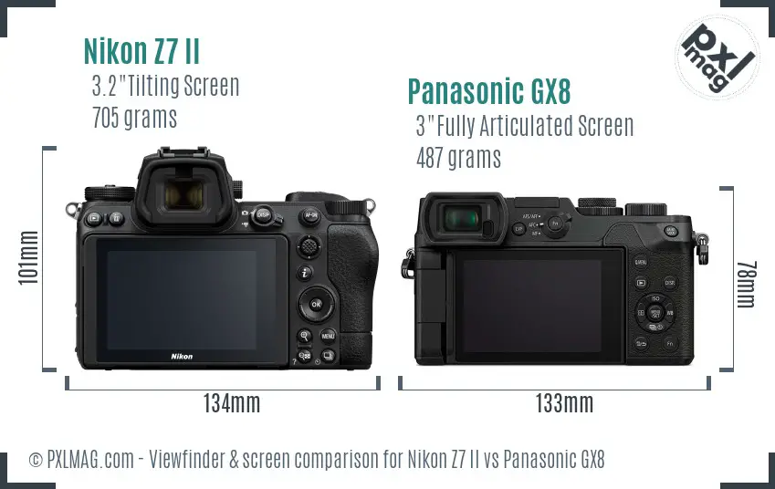 Nikon Z7 II vs Panasonic GX8 Screen and Viewfinder comparison