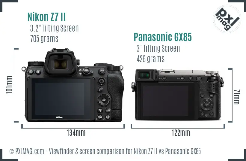 Nikon Z7 II vs Panasonic GX85 Screen and Viewfinder comparison