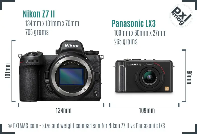 Nikon Z7 II vs Panasonic LX3 size comparison