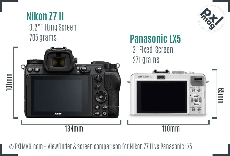 Nikon Z7 II vs Panasonic LX5 Screen and Viewfinder comparison