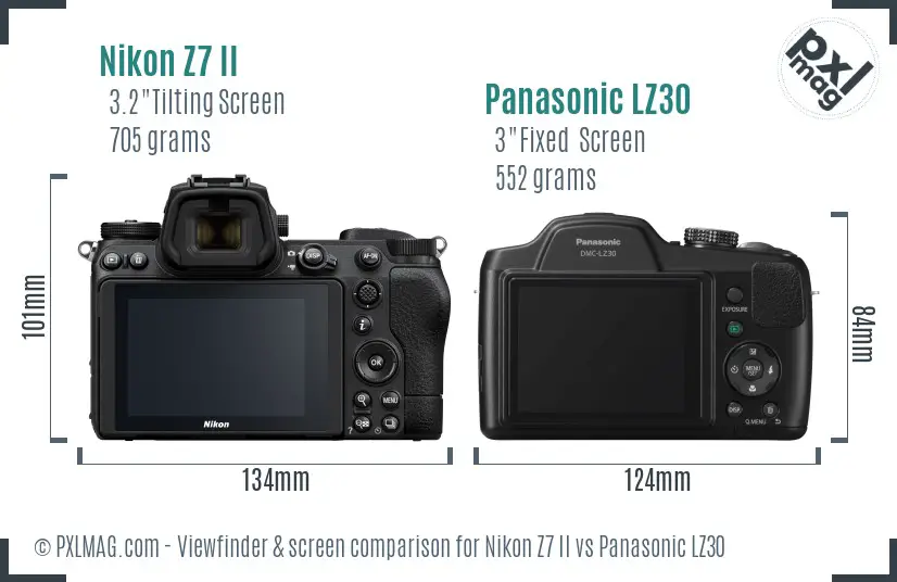 Nikon Z7 II vs Panasonic LZ30 Screen and Viewfinder comparison