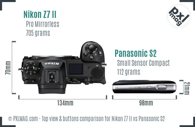 Nikon Z7 II vs Panasonic S2 top view buttons comparison