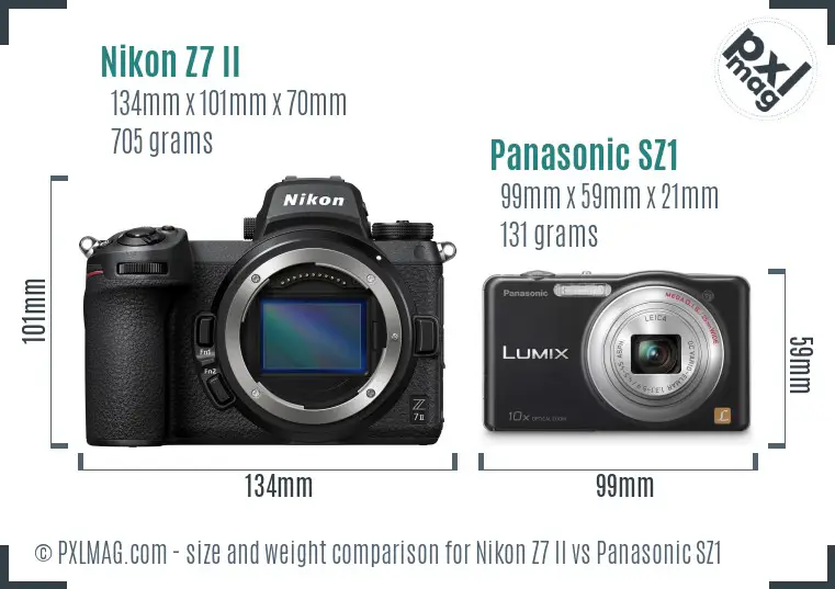 Nikon Z7 II vs Panasonic SZ1 size comparison