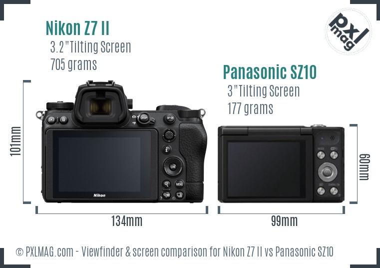 Nikon Z7 II vs Panasonic SZ10 Screen and Viewfinder comparison