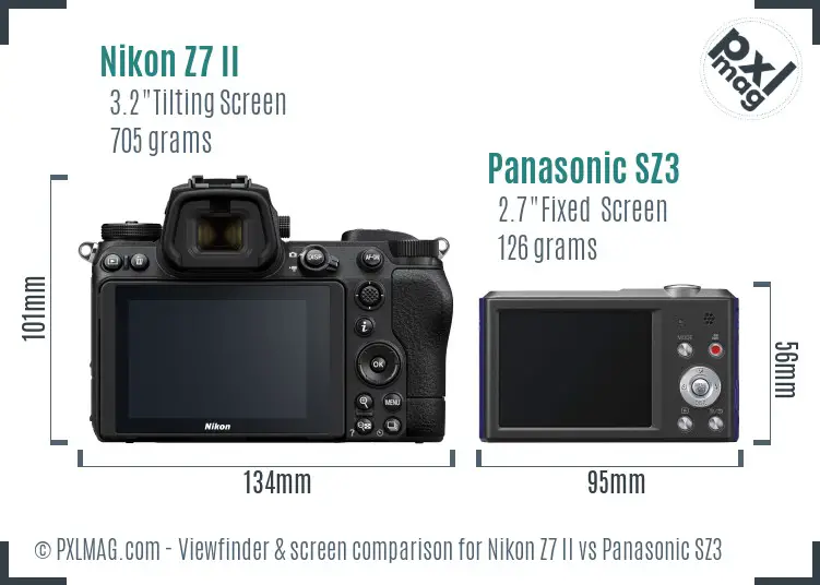 Nikon Z7 II vs Panasonic SZ3 Screen and Viewfinder comparison