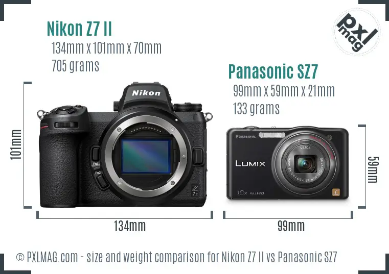 Nikon Z7 II vs Panasonic SZ7 size comparison