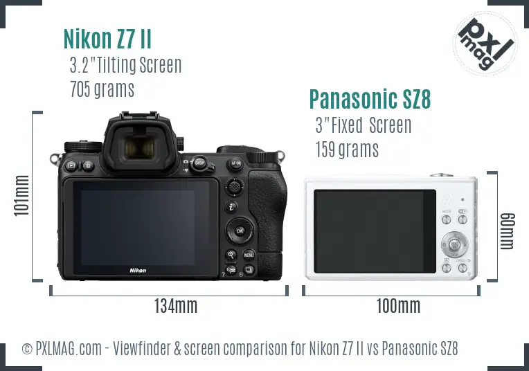 Nikon Z7 II vs Panasonic SZ8 Screen and Viewfinder comparison