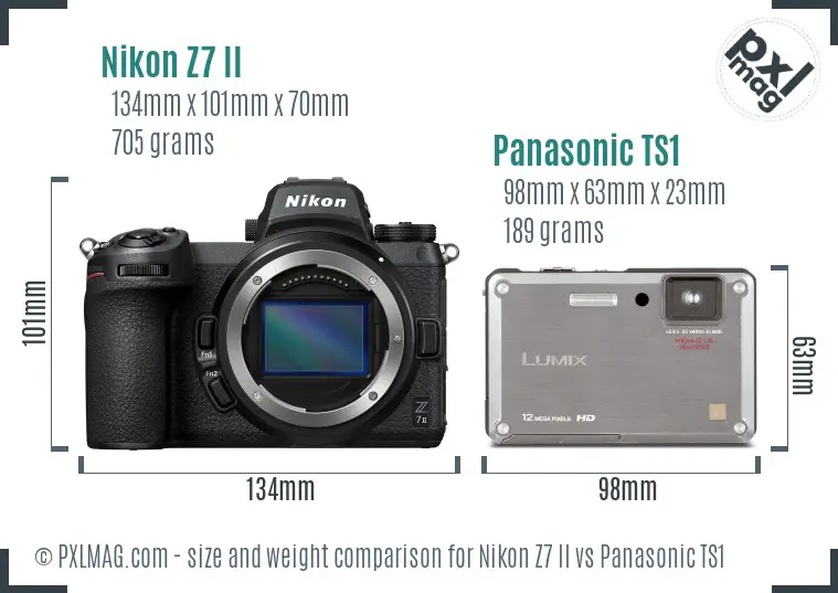 Nikon Z7 II vs Panasonic TS1 size comparison