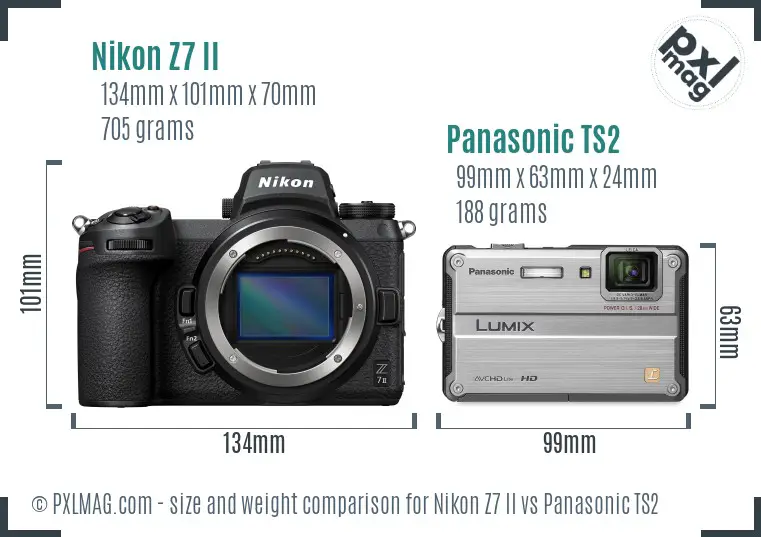 Nikon Z7 II vs Panasonic TS2 size comparison