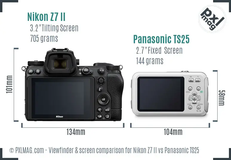 Nikon Z7 II vs Panasonic TS25 Screen and Viewfinder comparison