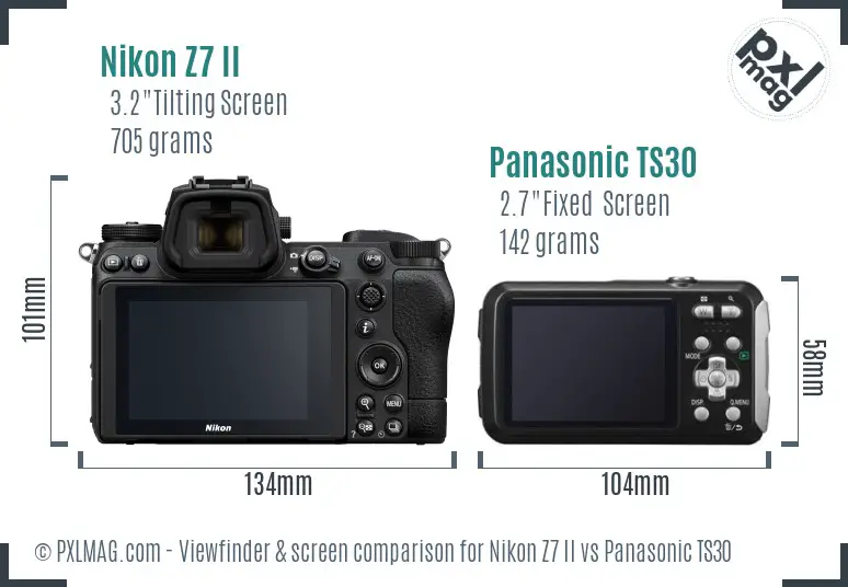 Nikon Z7 II vs Panasonic TS30 Screen and Viewfinder comparison