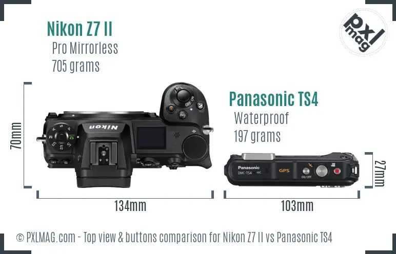 Nikon Z7 II vs Panasonic TS4 top view buttons comparison