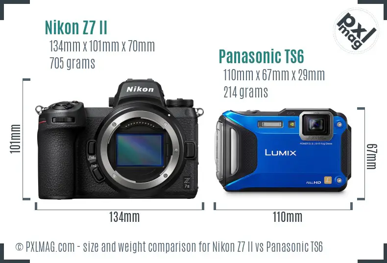 Nikon Z7 II vs Panasonic TS6 size comparison