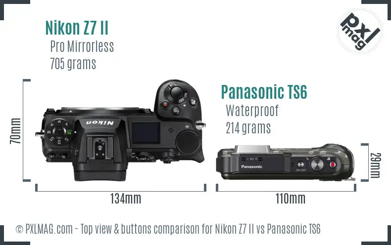 Nikon Z7 II vs Panasonic TS6 top view buttons comparison