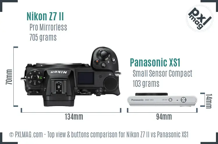 Nikon Z7 II vs Panasonic XS1 top view buttons comparison