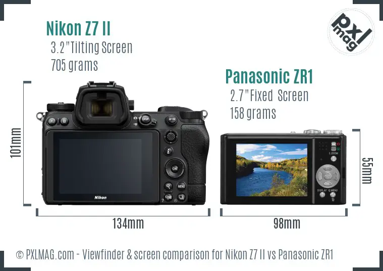 Nikon Z7 II vs Panasonic ZR1 Screen and Viewfinder comparison