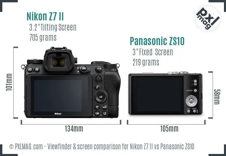 Nikon Z7 II vs Panasonic ZS10 Screen and Viewfinder comparison