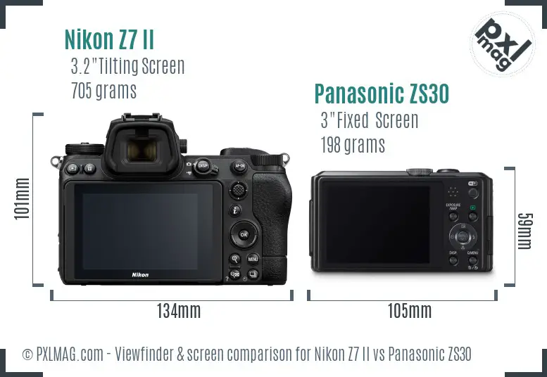 Nikon Z7 II vs Panasonic ZS30 Screen and Viewfinder comparison