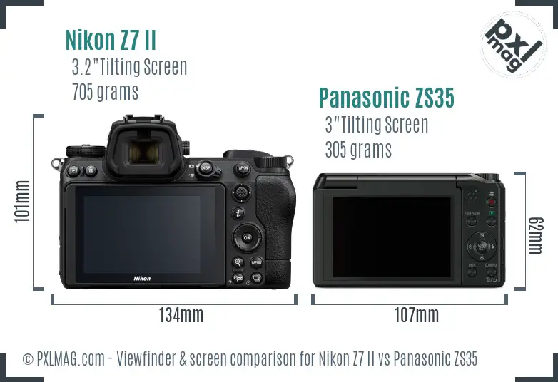 Nikon Z7 II vs Panasonic ZS35 Screen and Viewfinder comparison