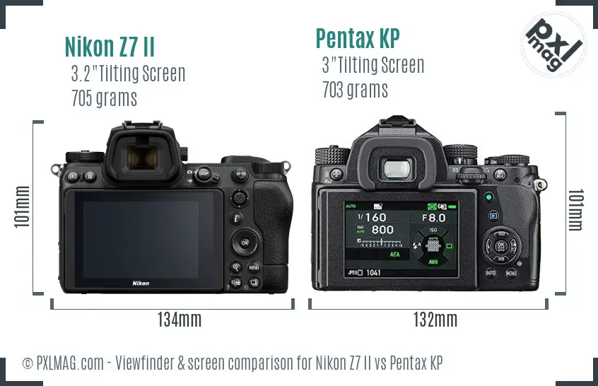 Nikon Z7 II vs Pentax KP Screen and Viewfinder comparison