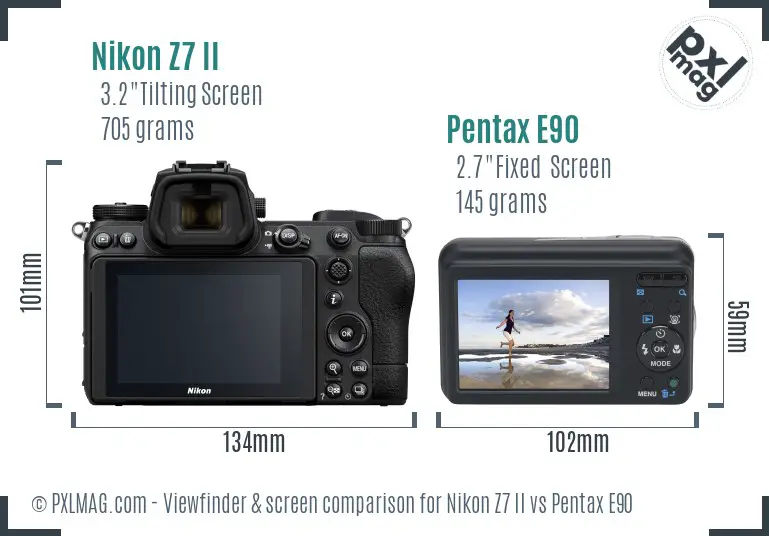Nikon Z7 II vs Pentax E90 Screen and Viewfinder comparison