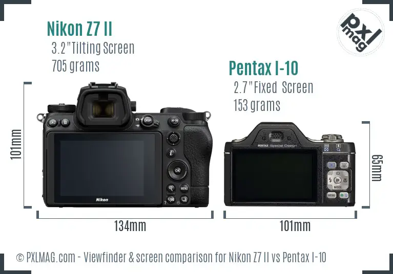 Nikon Z7 II vs Pentax I-10 Screen and Viewfinder comparison