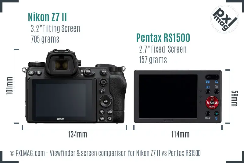 Nikon Z7 II vs Pentax RS1500 Screen and Viewfinder comparison