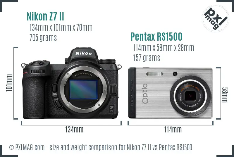 Nikon Z7 II vs Pentax RS1500 size comparison