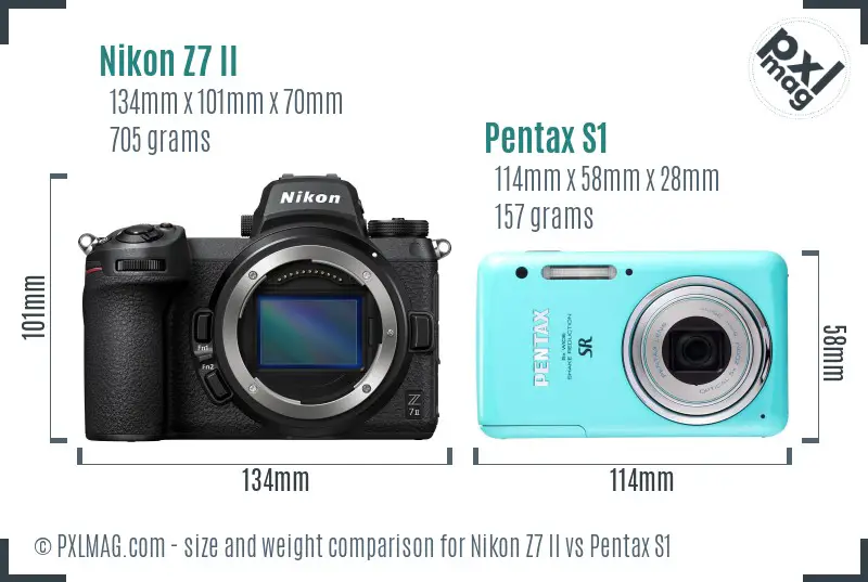 Nikon Z7 II vs Pentax S1 size comparison