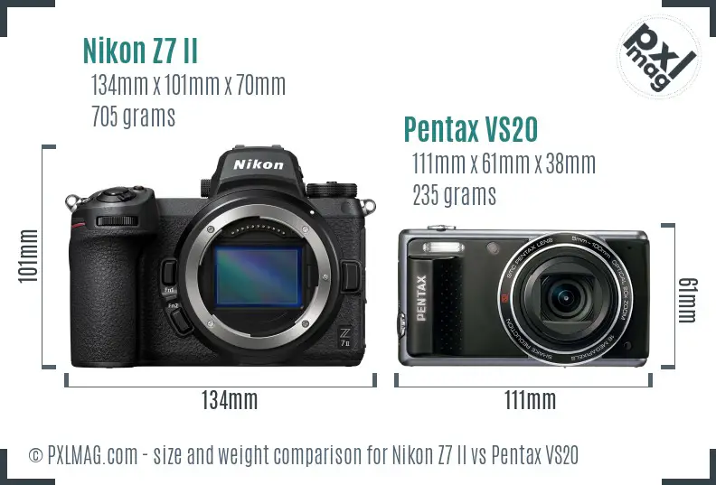 Nikon Z7 II vs Pentax VS20 size comparison