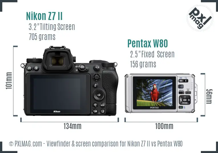 Nikon Z7 II vs Pentax W80 Screen and Viewfinder comparison