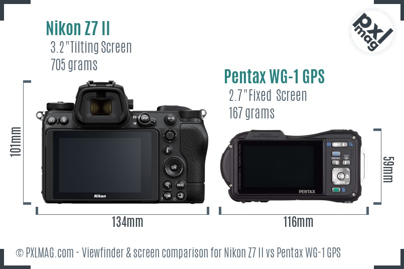 Nikon Z7 II vs Pentax WG-1 GPS Screen and Viewfinder comparison