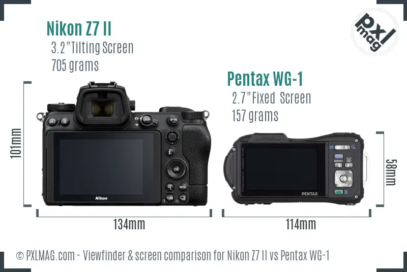 Nikon Z7 II vs Pentax WG-1 Screen and Viewfinder comparison