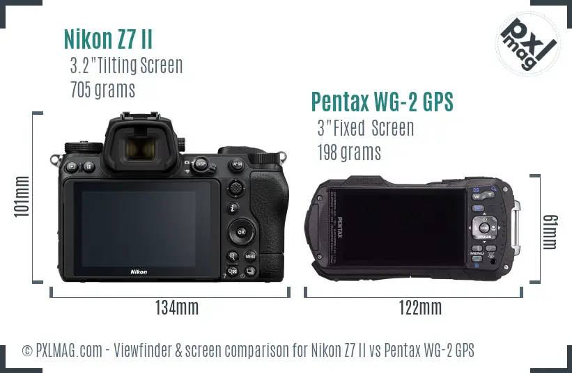 Nikon Z7 II vs Pentax WG-2 GPS Screen and Viewfinder comparison