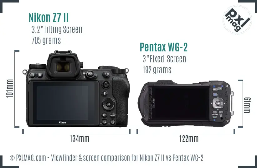 Nikon Z7 II vs Pentax WG-2 Screen and Viewfinder comparison