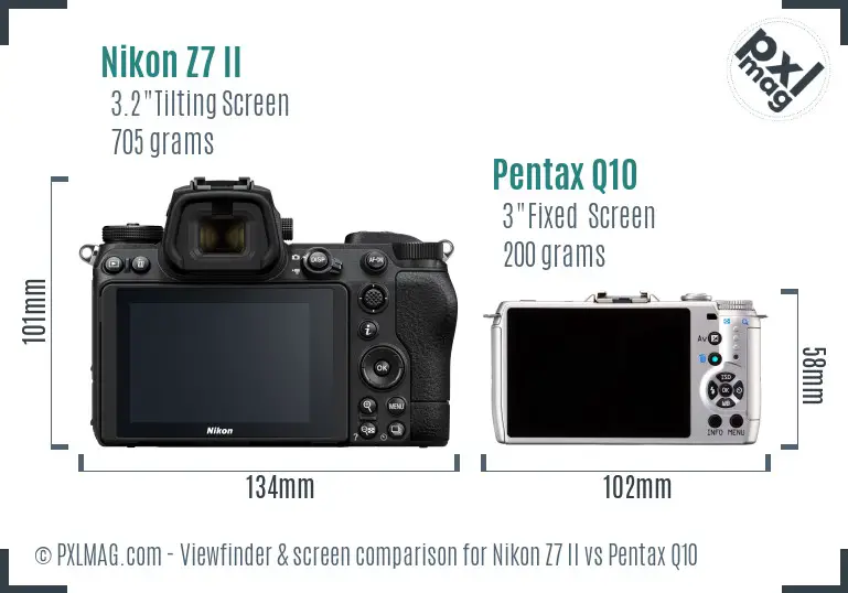 Nikon Z7 II vs Pentax Q10 Screen and Viewfinder comparison