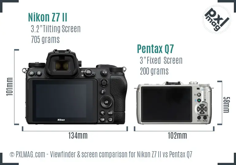 Nikon Z7 II vs Pentax Q7 Screen and Viewfinder comparison