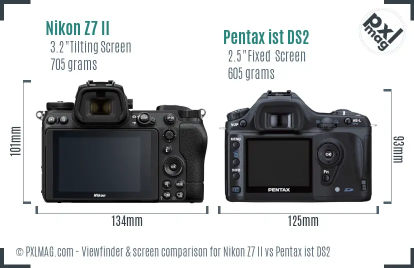 Nikon Z7 II vs Pentax ist DS2 Screen and Viewfinder comparison