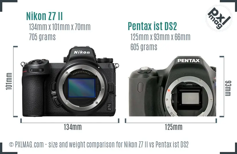 Nikon Z7 II vs Pentax ist DS2 size comparison