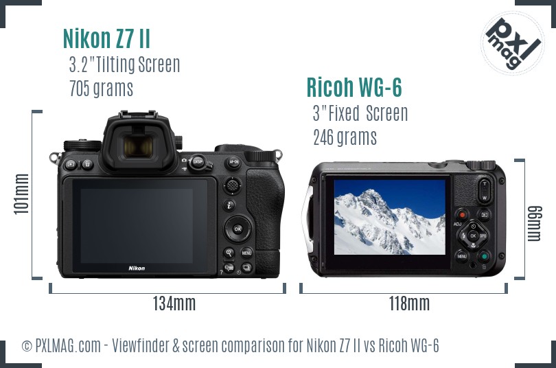 Nikon Z7 II vs Ricoh WG-6 Screen and Viewfinder comparison