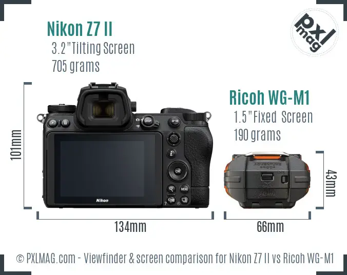 Nikon Z7 II vs Ricoh WG-M1 Screen and Viewfinder comparison