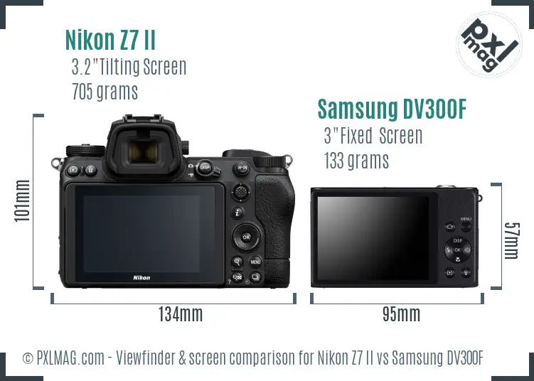 Nikon Z7 II vs Samsung DV300F Screen and Viewfinder comparison
