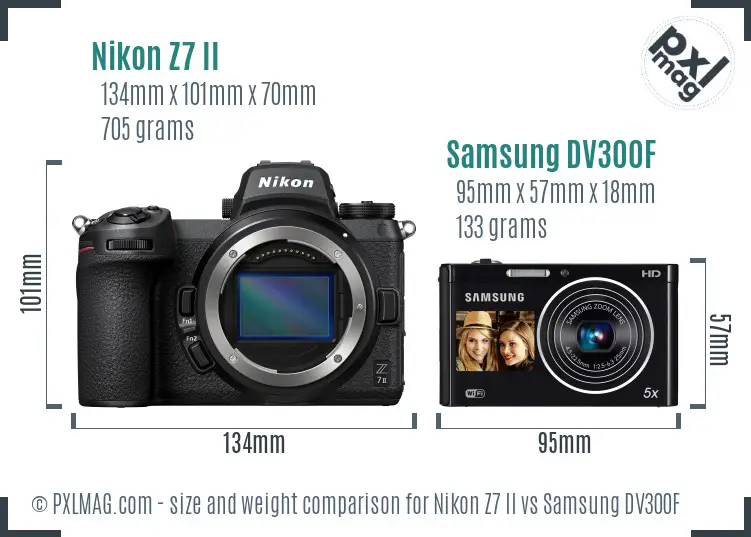 Nikon Z7 II vs Samsung DV300F size comparison