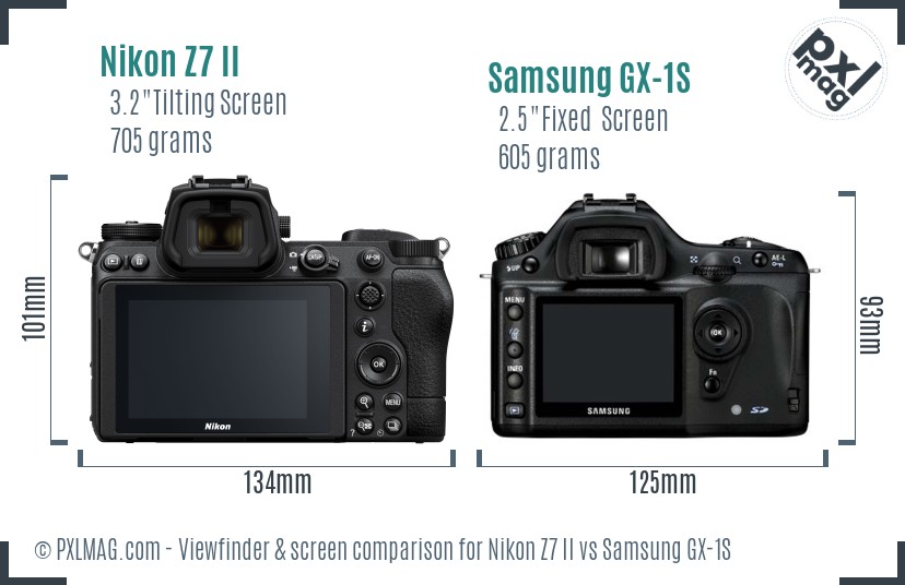Nikon Z7 II vs Samsung GX-1S Screen and Viewfinder comparison