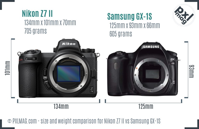 Nikon Z7 II vs Samsung GX-1S size comparison