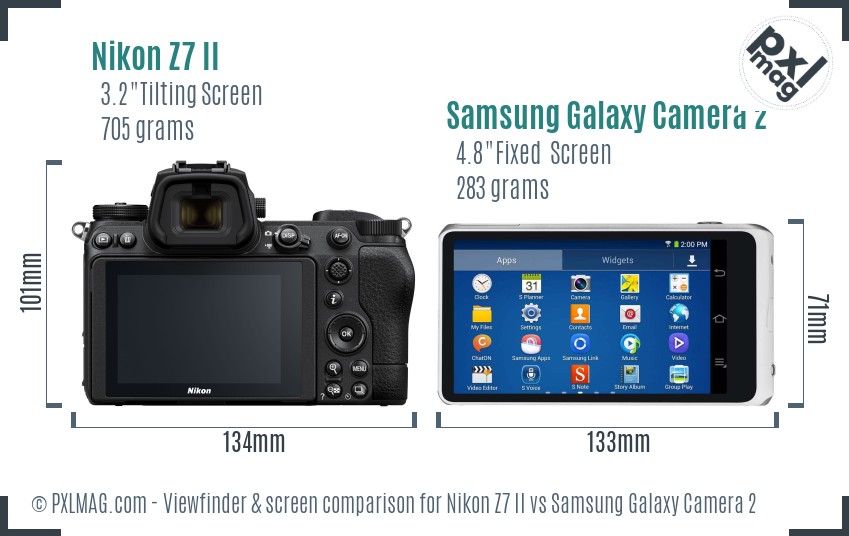 Nikon Z7 II vs Samsung Galaxy Camera 2 Screen and Viewfinder comparison