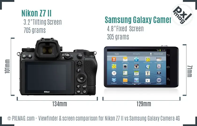 Nikon Z7 II vs Samsung Galaxy Camera 4G Screen and Viewfinder comparison
